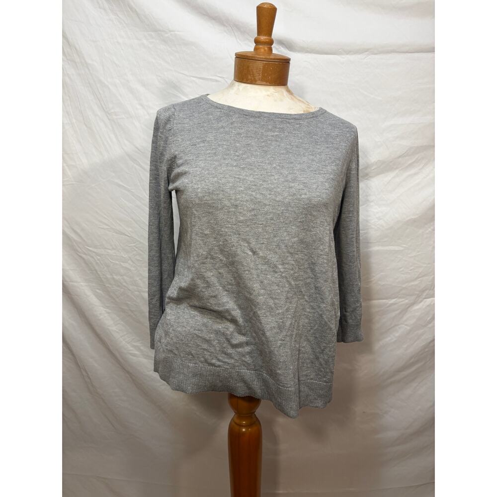 LOFT Grey Button Up Knit Sweater (Medium)